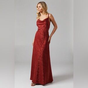 Oasis Red Sleeveless Cowl Neck Maxi Gown